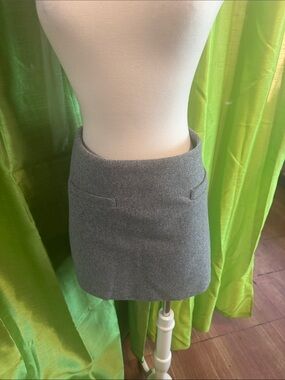 Classic Gray Wool-Blend Mini Skirt